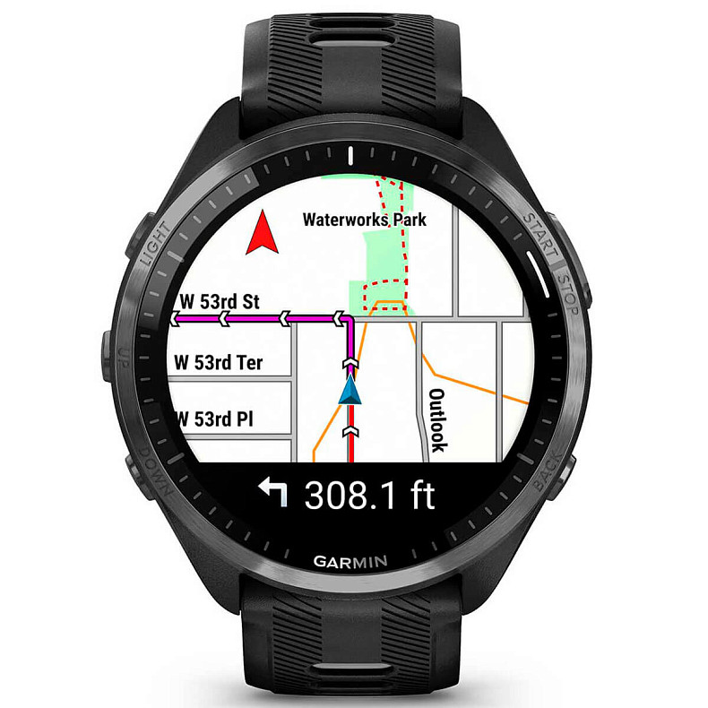 Спортивний годинник Garmin Forerunner 965 Carbon Gray DLC Titanium Bezel with Black Case and Black/Powder Gray Silicone Band