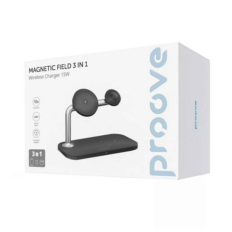Беспроводное зарядное устройство Proove Magnetic Field 3in1 15W Black (WSMF15010001)