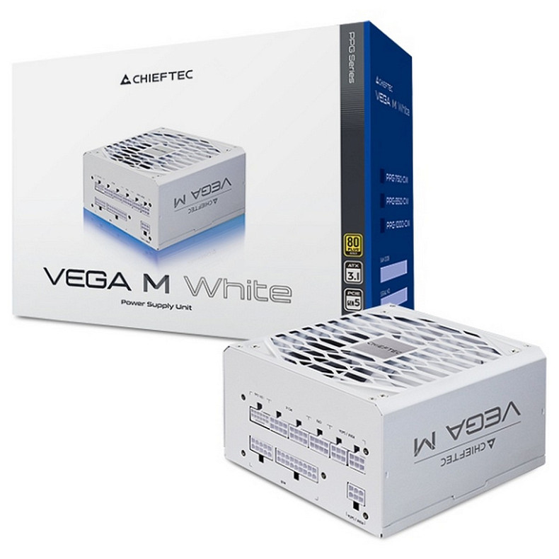 Блок питания Chieftec VEGA M PPG-750-CW ATX 3.1 135mm, 80+ Gold, Fully modular, WHITE