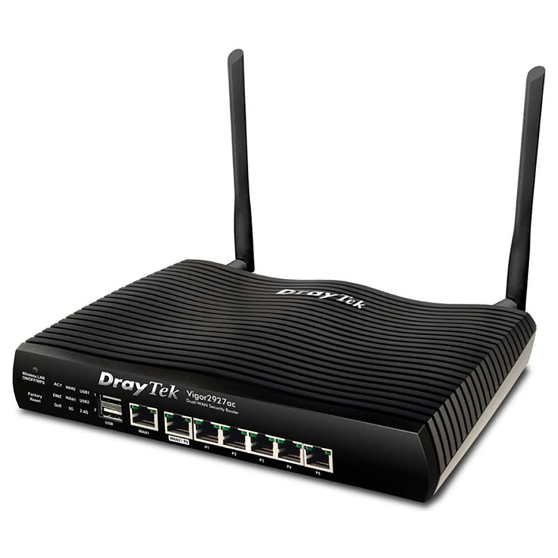 Маршрутизатор Drytek Vigor 2927ac, 2(6) WAN GbE, 5 LAN GbE, 2 USB 2.0, 50 VPN, Multi-LAN (8+DMZ+IP R