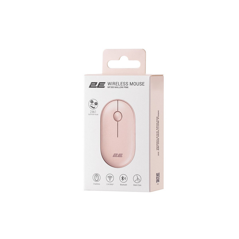 Мышка 2E MF300 Silent WL BT Mallow pink (2E-MF300WPN)