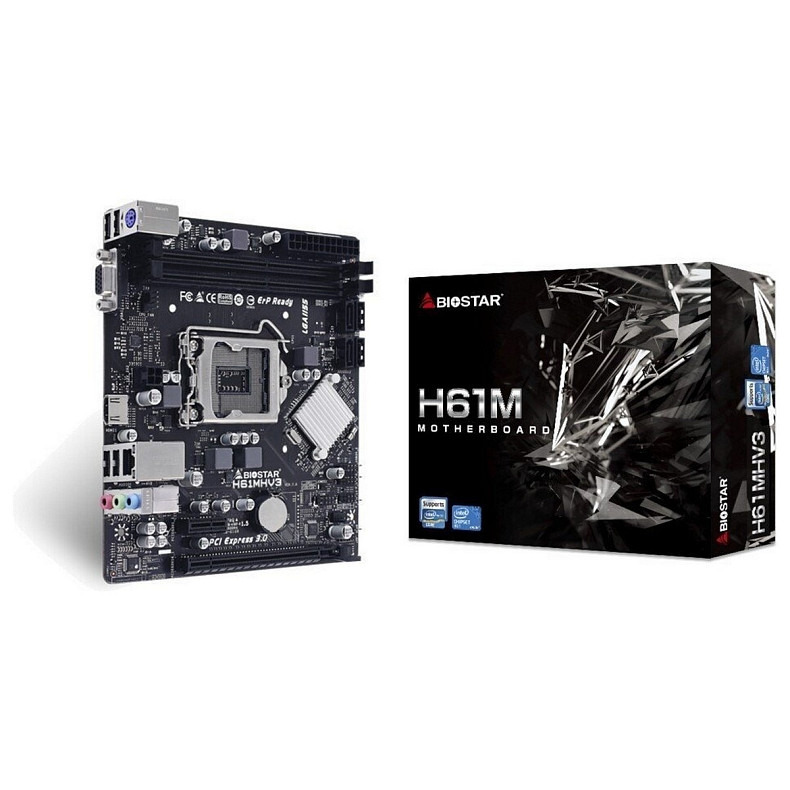 Материнская плата Biostar H61MHV3 s1155 H61 2xDDR4 HDMI D-Sub mATX