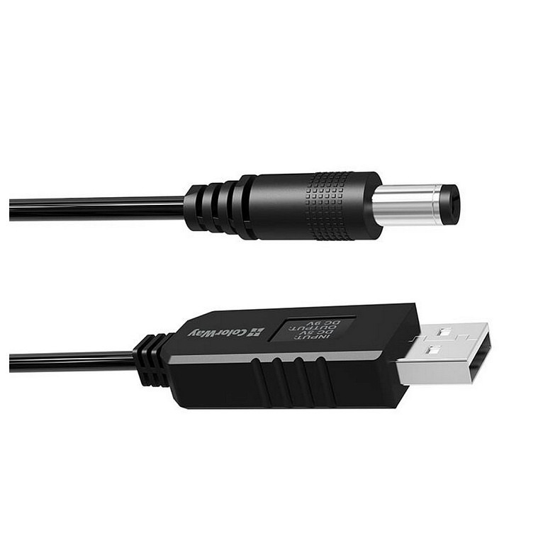 Кабель ColorWay для роутера 9V (USB-DC 5.5х2.5mm) 1 м, Black (CW-CBUD066-BK)