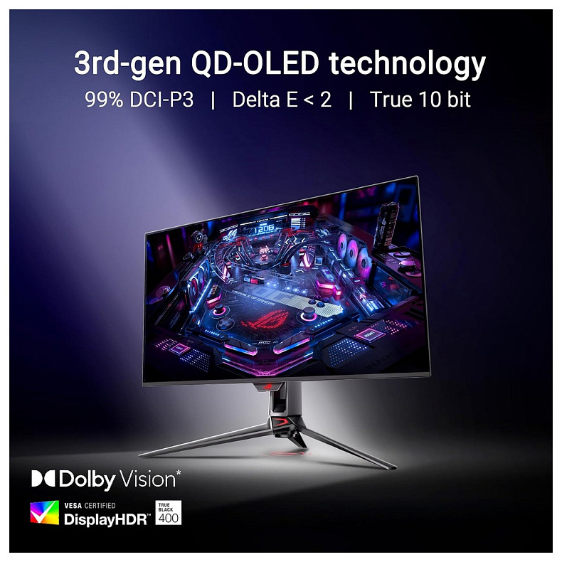 Монитор Asus 31.5" ROG Swift PG32UCDMR 2xHDMI, DP, USB-C, 3xUSB, QD-OLED, 3840x2160, 240Hz, 0.03ms,