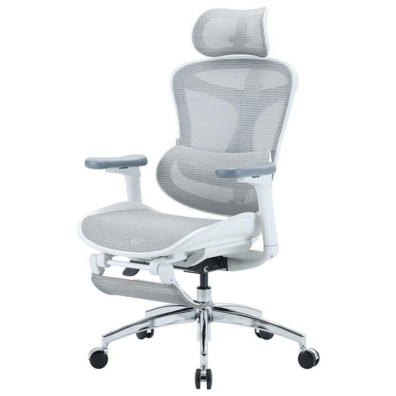 Крісло офісне з підставкою для ніг Sihoo DORO C300L Mesh White