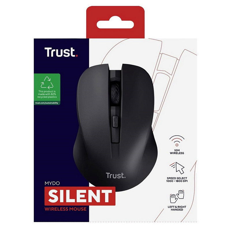 Мышка Trust MYDO SILENT, WL, черный