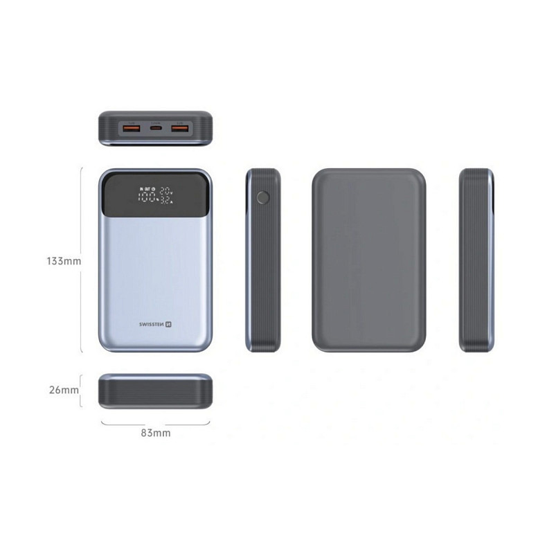 Универсальная мобильная батарея Swissten 20000mAh 100W Black/Silver (8595217483781)