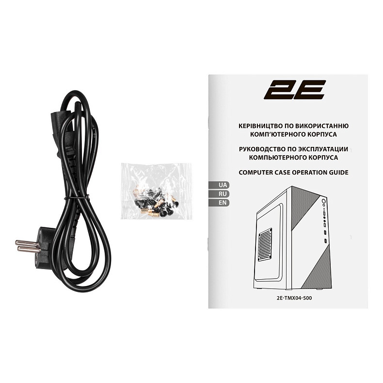 Корпус 2E TeamX TMX04, з БЖ 2E ATX500W, 2xUSB3.0, 1x80мм, VGA 220мм, mATX, чорний