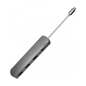 Адаптер WIWU Adapter T3 Plus USB-C to USB-C+HDMI+2xUSB3.0 HUB Gray (TCH03-PDGR)