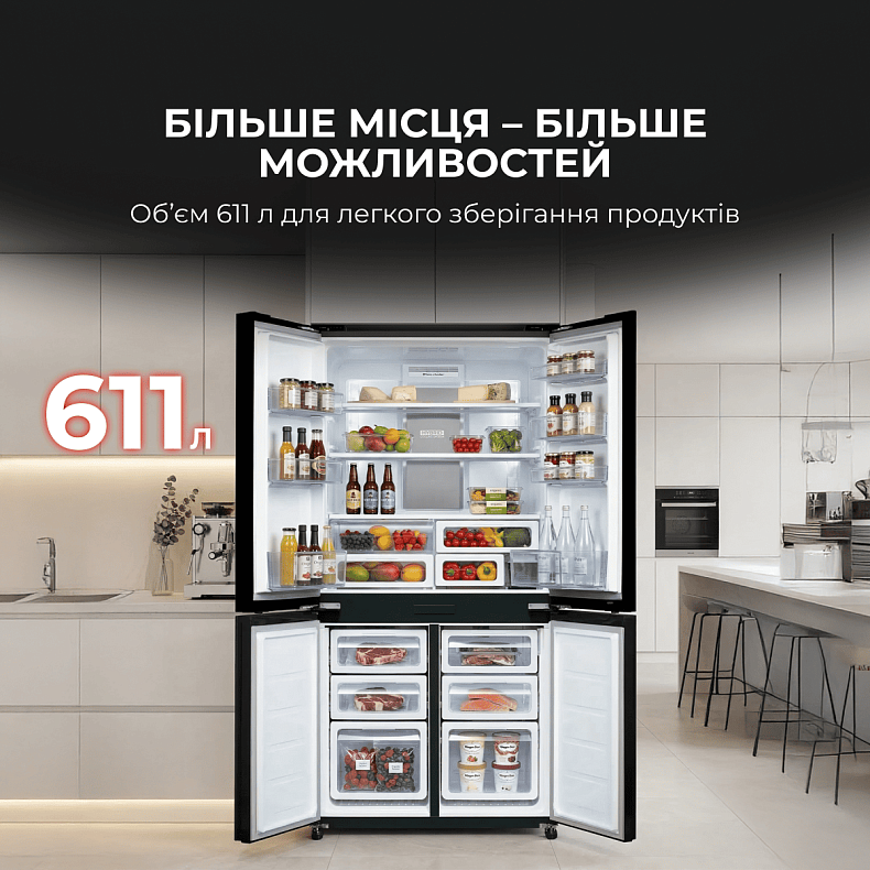Многодверный холодильник SHARP SJ-GP820C-BK