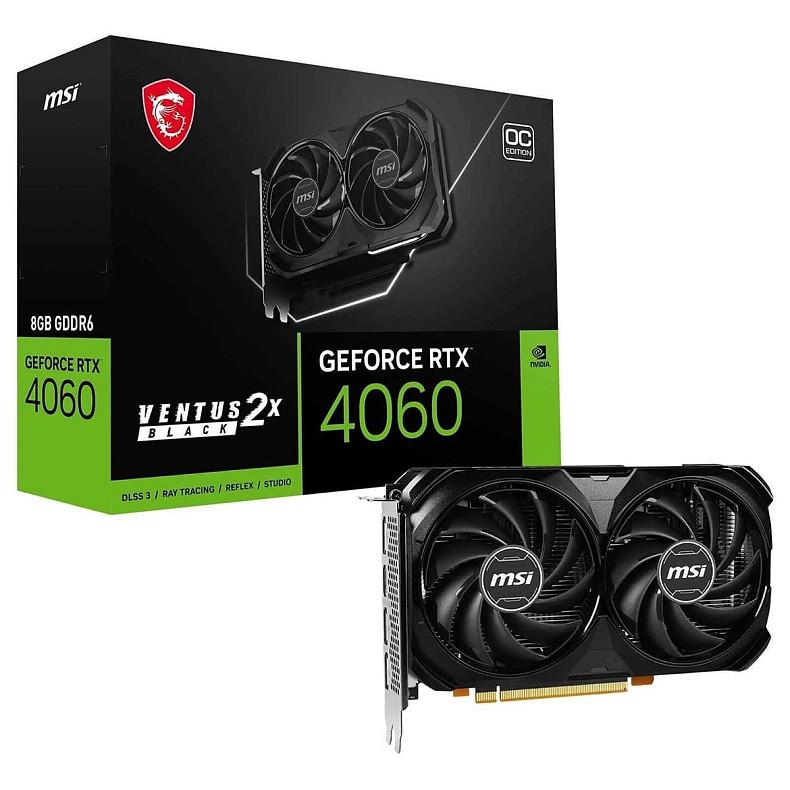 Відеокарта MSI GeForce RTX 4060 8GB GDDR6 VENTUS 2X BLACK OC (912-V516-004)