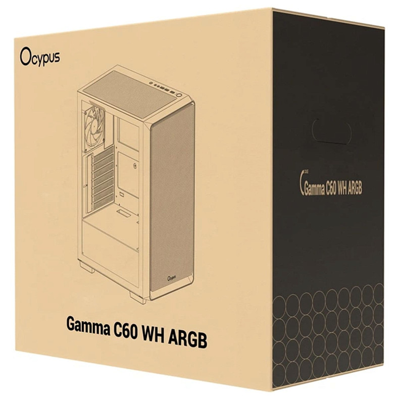Корпус Ocypus GAMMA C60 W/O PSU, WH ARGB ATX (GAMMA-C60-WHG400XX-GL)
