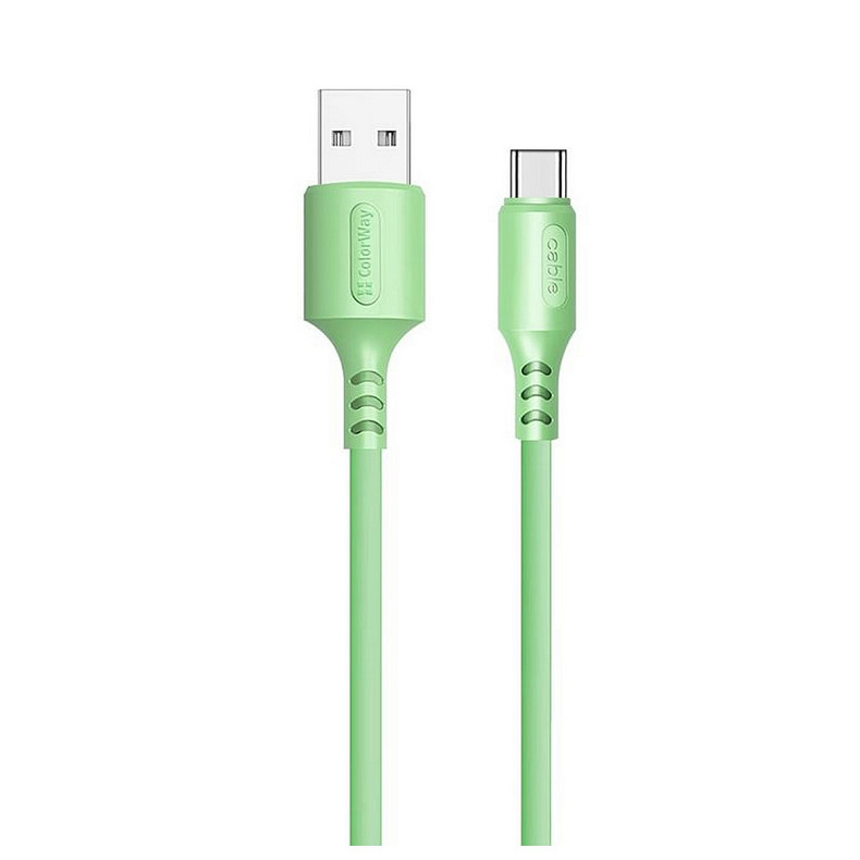 Кабель ColorWay USB-USB Type-C, soft silicone, 2.4А, 1м, Green (CW-CBUC042-GR)