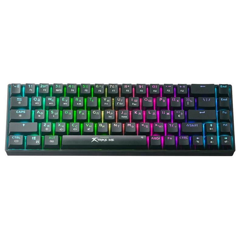 Клавіатура XTRIKE ME GK-995W UA,Bluetooth+2.4G+Type-C,68кл.2000мАг,RGB