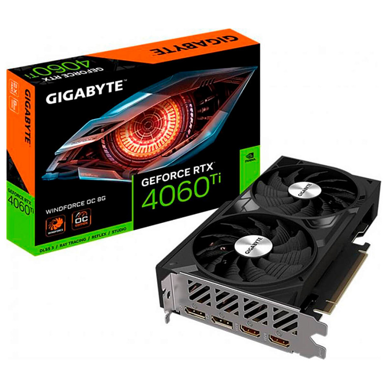 Видеокарта GeForce RTX 4060 Ti 8GB GDDR6 Windforce OC Gigabyte (GV-N406TWF2OC-8GD)