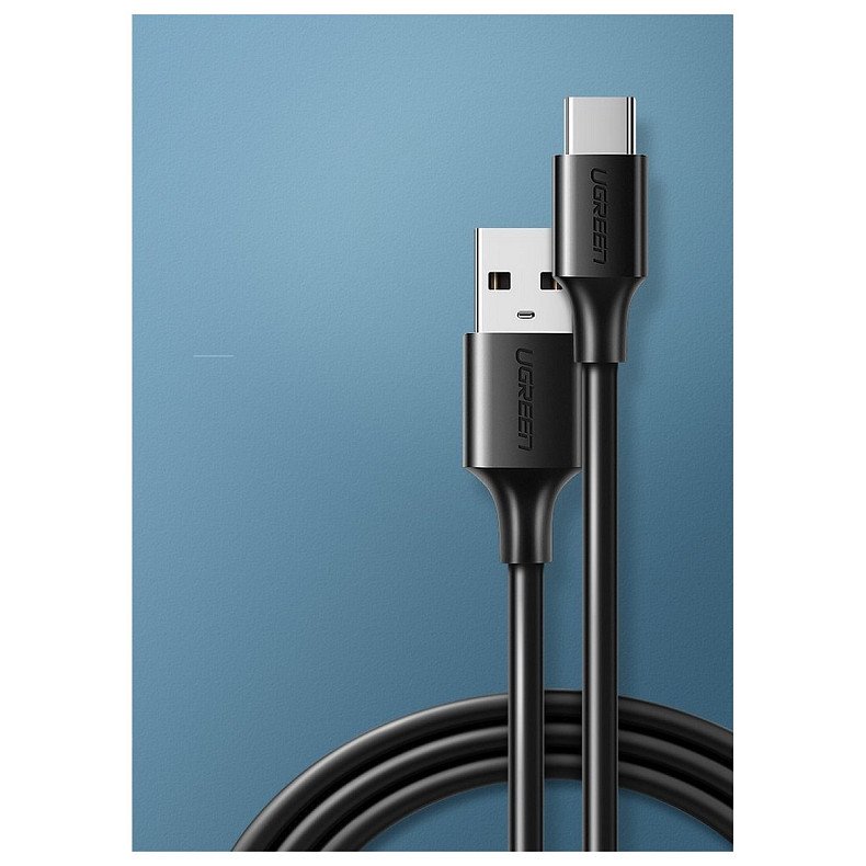 Кабель USB 2.0 AM-Type-CM, 1 м, 3.0A, (18W) Nickel Plating Черный, US287 UGREEN