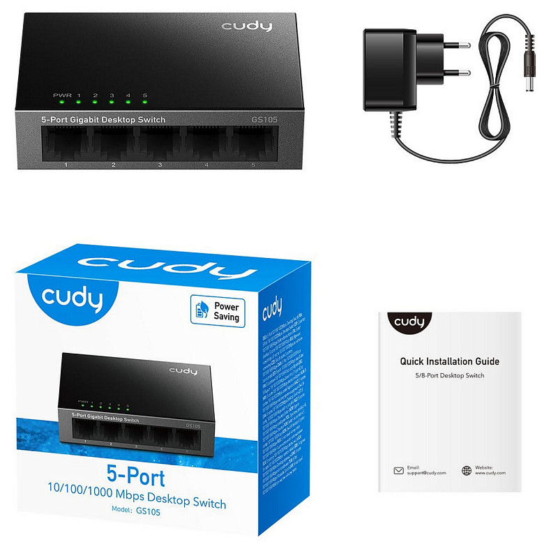 Коммутатор Cudy GS105, 5 портовый Gigabit Metal Desktop Switch