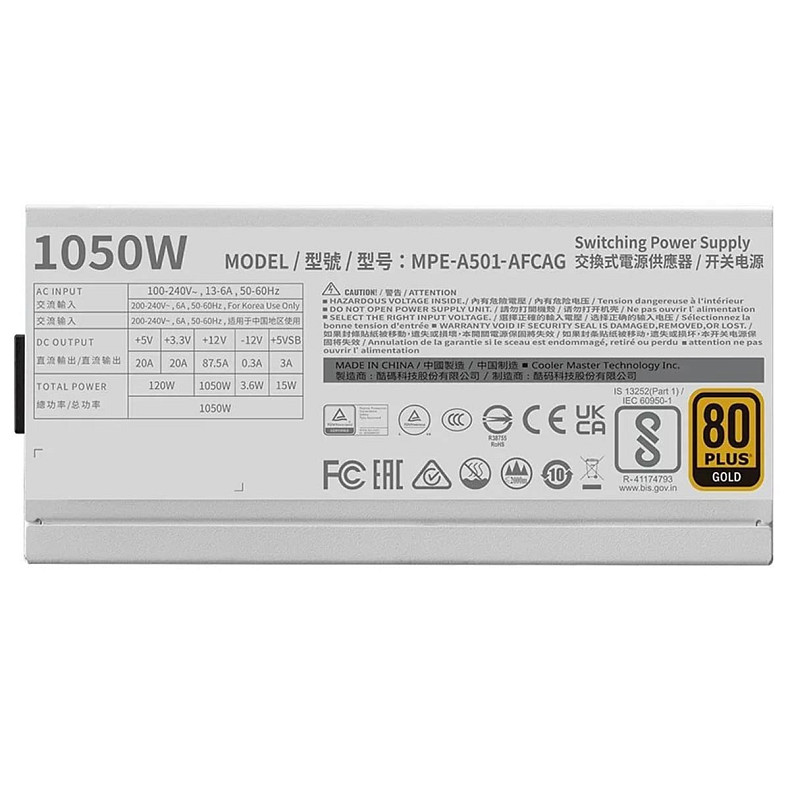 Блок живлення Cooler Master MPE-A501-AFCAG ATX 1050W (MPE-A501-AFCAG-3EGEU)