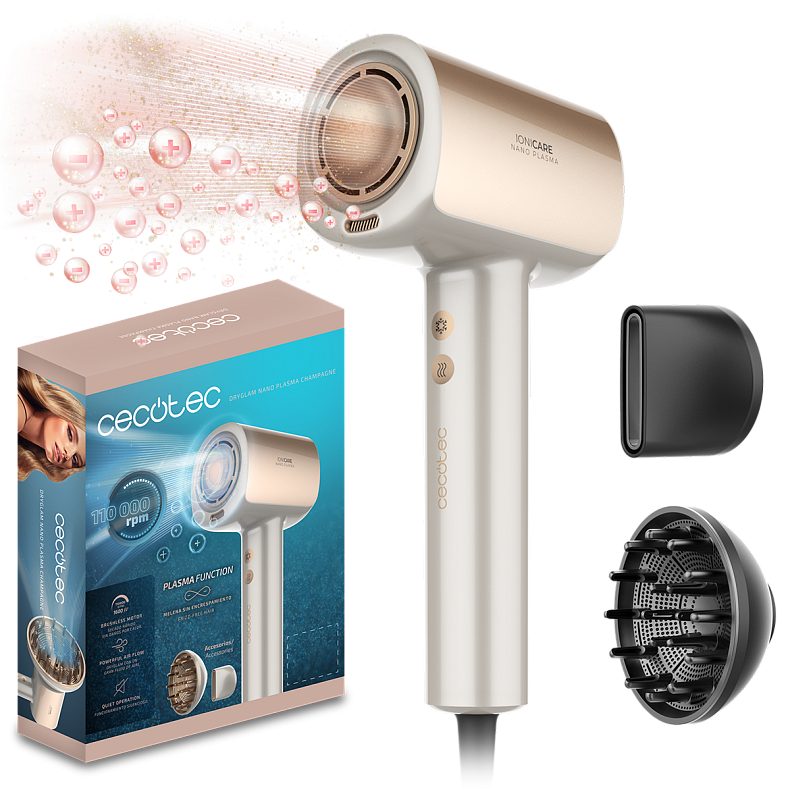 Фен CECOTEC DryGlam Nano Plasma Champagne