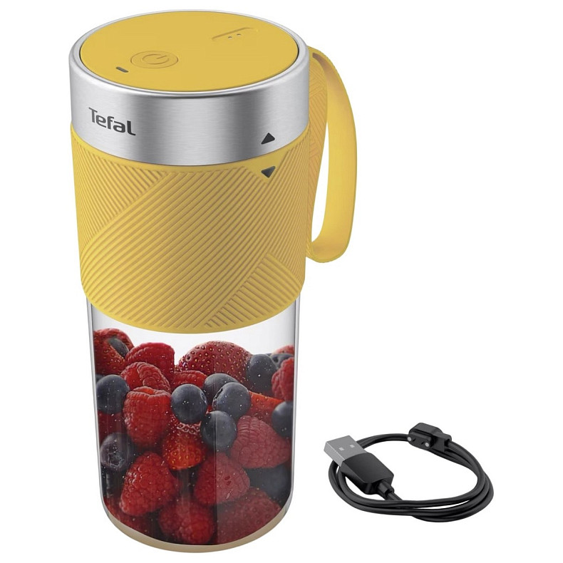 Блендер Tefal Lightmix портативний для смузі, чаша-300мл, USB, тритан, жовтий
