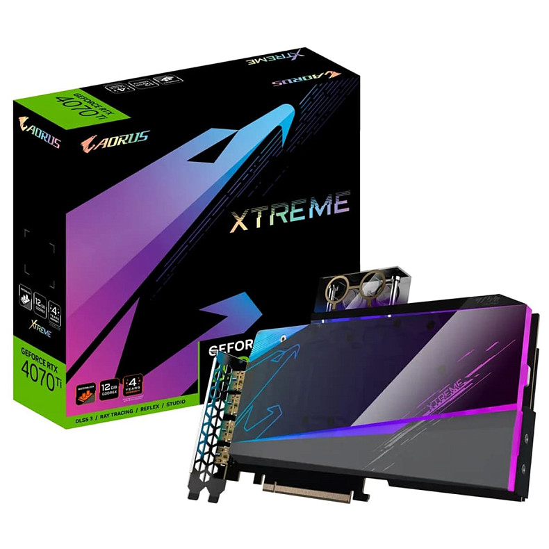 Відеокарта GeForce RTX 4070 Ti 12GB GDDR6X Aorus Xtreme Waterforce WB Gigabyte (GV-N407TAORUSX WB-12GD)