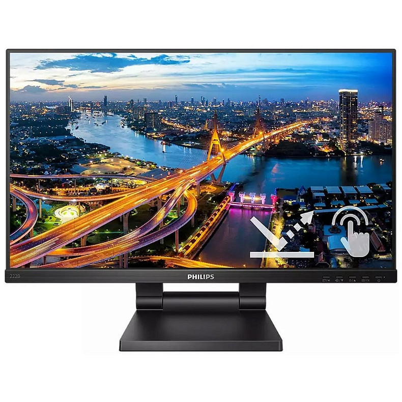 Монитор 21.5" Philips 222B1TC, сенсорный (10 касаний), IPS, VGA, HDMI, DP, USB-Hub, HAS, колонки, черный