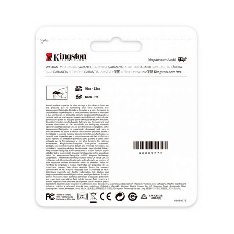 Карта памяти SDXC 128GB UHS-I/U3 Class 10 Kingston Canvas Select Plus R100/W85MB/s (SDS2/128GB)