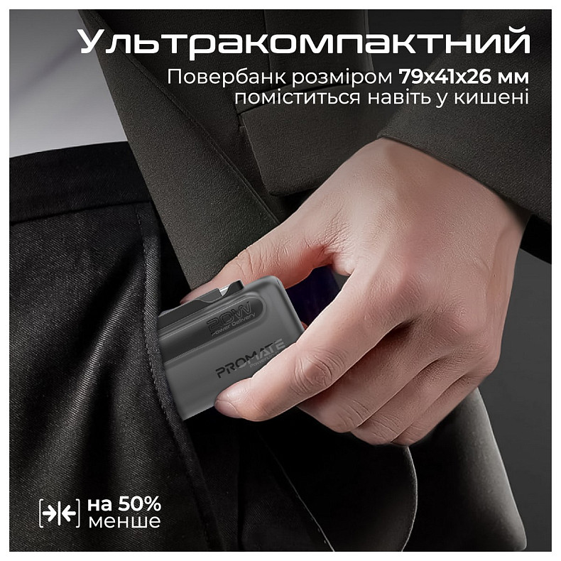 Универсальная мобильная батарея Promate PowerUp-Duo 5000mAh 20W Black
