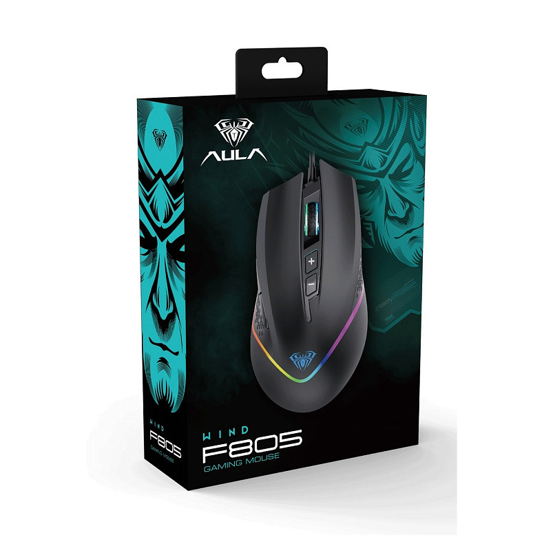 Мышка Aula F805 Wired gaming mouse with 7 keys Black (6948391212906)