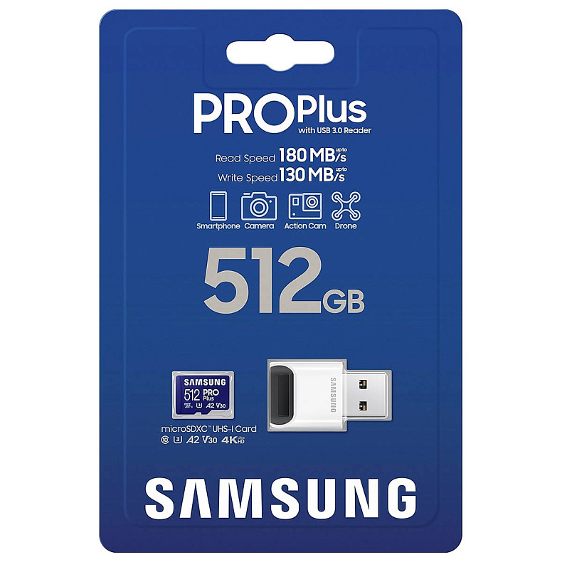 Карта пам'яті SAMSUNG MICRO SDXC PRO+ 512GB W/ADAPT. MB-MD512SB/WW