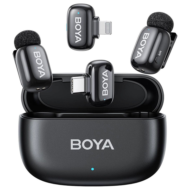 Бездротовий петличний мікрофон BOYA mini-12 Type-C/Lightning Black