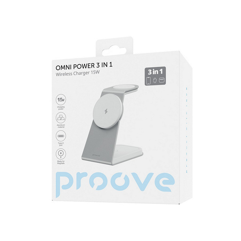 Беспроводное зарядное устройство Proove Omni Power 3in1 15W White (WSOP15020002)