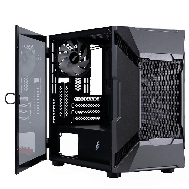 Корпус 1stPlayer D3-A-BK-1F7-14-1F7 Black без БП