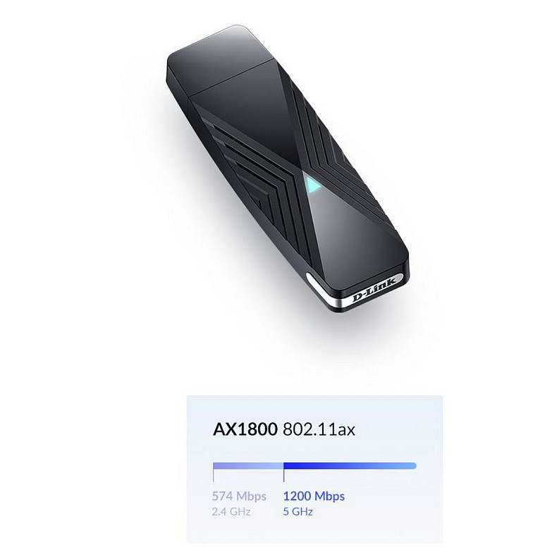 WiFi адаптер D-Link DWA-X1850 AX1800, USB 3.2