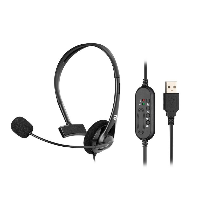 Гарнітура ПК моно On-ear 2E CH11 USB, omni-mic, 2м, чорний