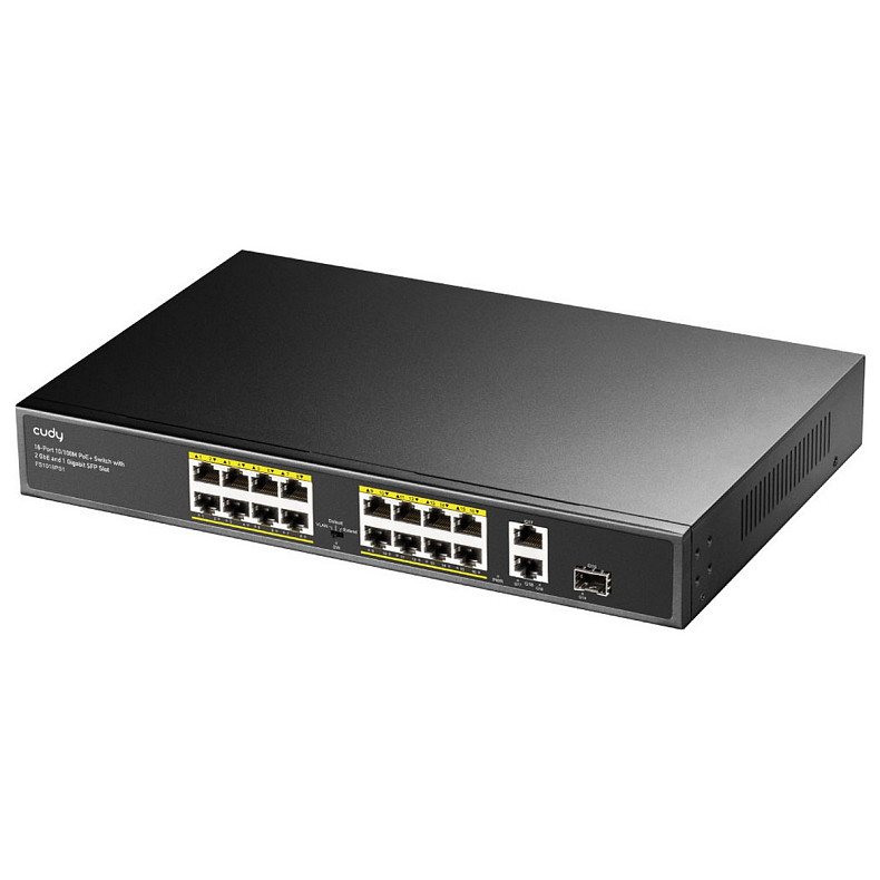 Коммутатор Cudy FS1018PS1, 16 порт 10/100M PoE+ Switch with 2 Gigabit Uplink and 1 SFP Port 200W