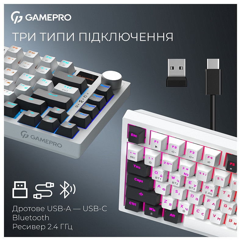 Клавіатура GamePro Asgard Valhalla QLAB Sakura Switch White With Display (MK160-W-D-QS-