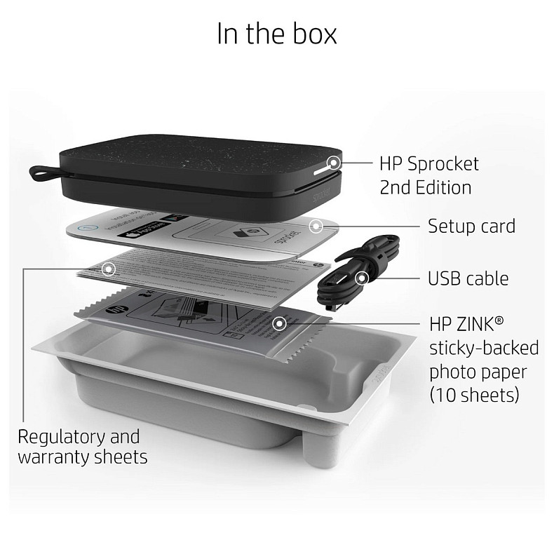 Фотопринтер HP Sprocket 2x3 Black Noir (HPISPB)