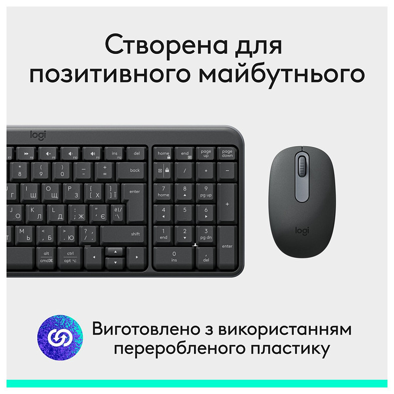 Комплект (клавіатура, миша) бездротовий Logitech MK250 Graphite (920-013823)