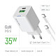 Сетевое зарядное устройство ColorWay GaN Mini 35W PD Port PPS USB (Type-C PD + USB QC4.0) White (CW-