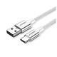 Кабель USB 2.0 AM-Type-C M, 1.5 м, 3.0A, (18W) Nickel Plating Aluminum Braid Білий, US288 UGREEN