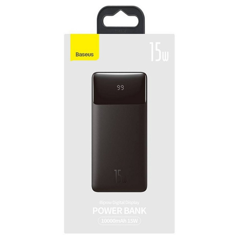 Универсальная мобильная батарея Baseus Bipow 10000mAh 15W, MicroUSB, 2xUSB, 1xType-C PD Black