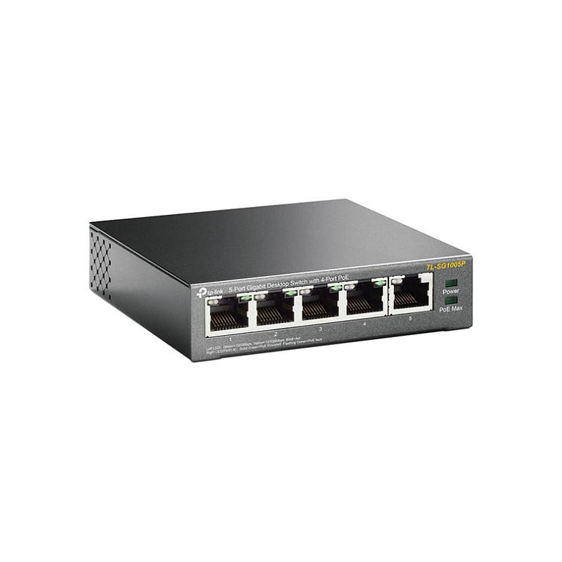 Комутатор TP-Link TL-SG1005P (1хGE, 4xGE PoE, max 53W)