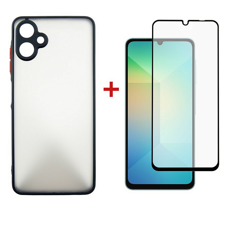 Чeхол-накладка Dengos Matt для Samsung Galaxy A06 SM-A065 Black (DG-KM-126) + защитное стекло
