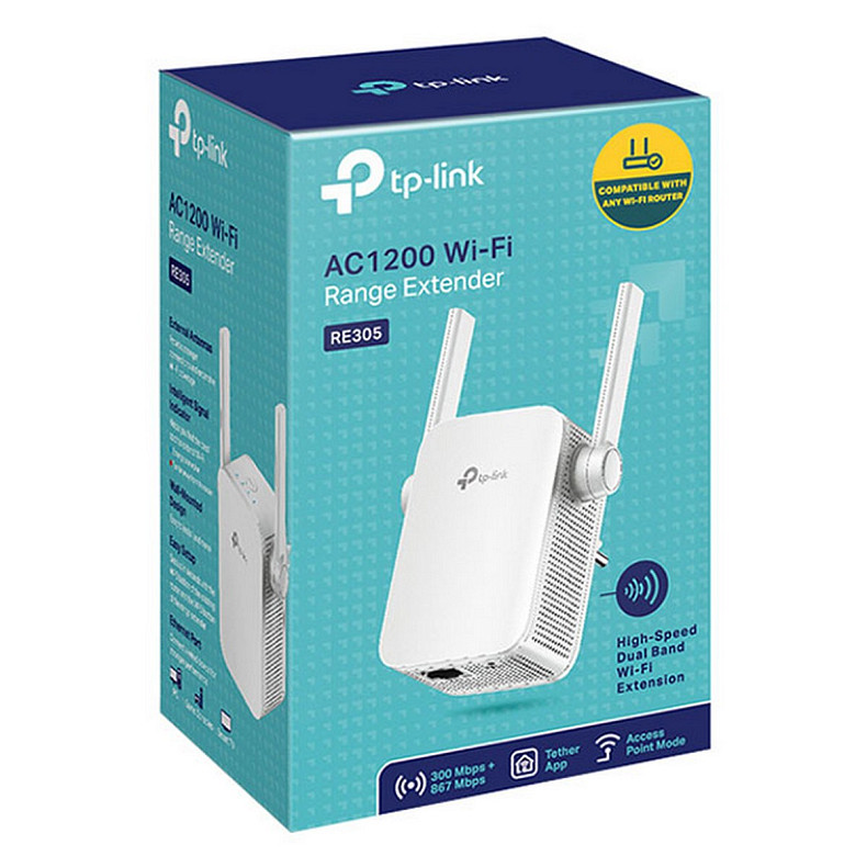 Роутер (маршрутiзатор) Точка доступу TP-Link RE305  (AC1200, 1*FE, 2  зовнішні антени)