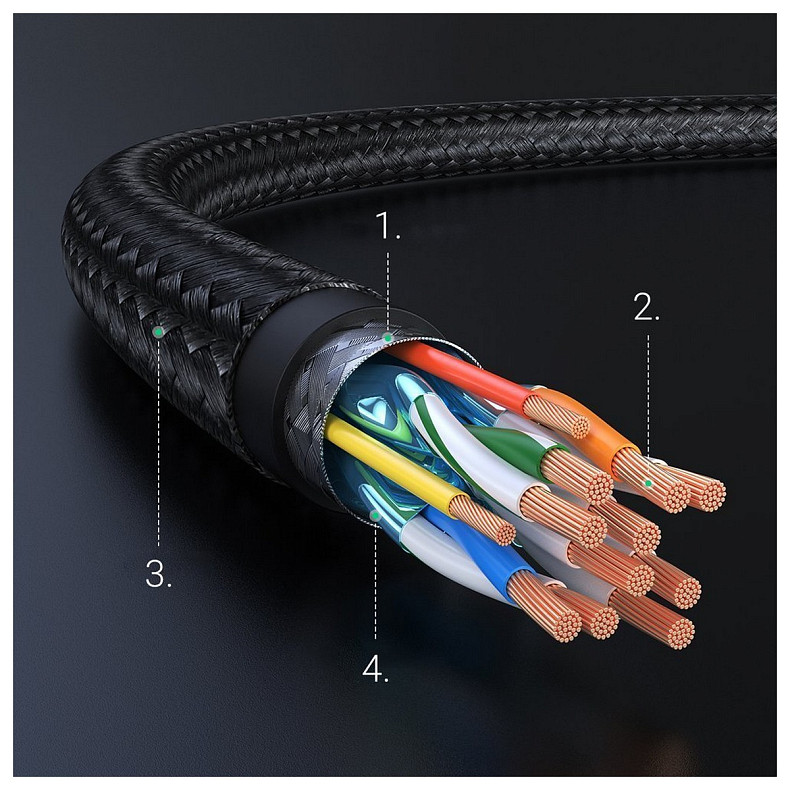 Кабель HDMI M - M, 3.0 м, V2.0 Cafule 4K, в поліуретановій оплітці HD119 UGREEN