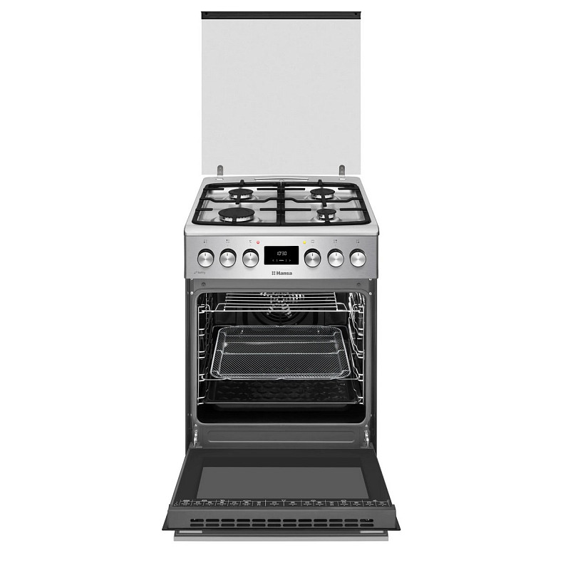 Плита Hansa комбінована, 50х60см, 65л, чавун, газ контр., дисплей, сірий