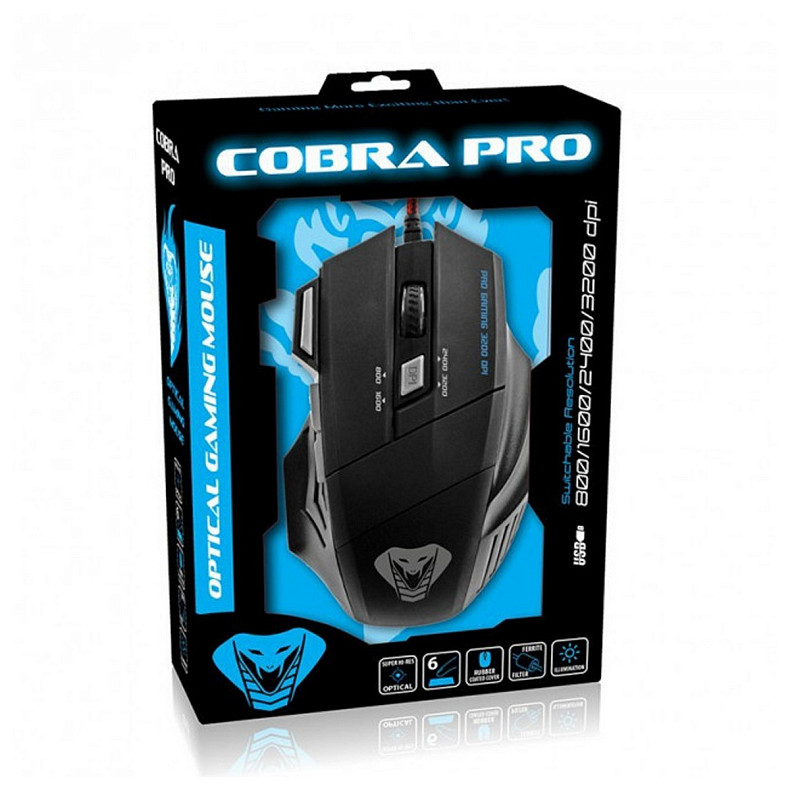 Мишка Media-Tech Cobra Pro, 6 кн., 3200dpi, чорна