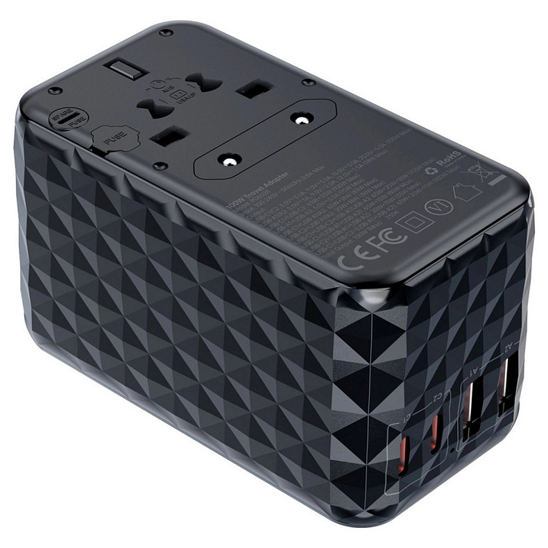 Зарядний пристрій 4xUSB 100W PD (2хUSB-C+2хUSB-A) сharger diamond model чорний Choetech