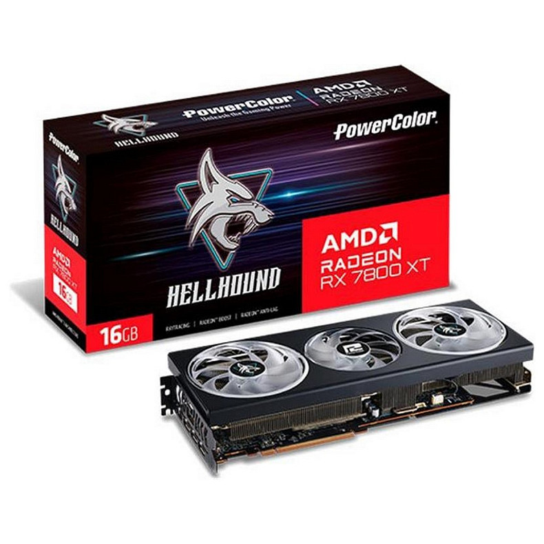 Видеокарта AMD Radeon RX 7800 XT 16GB GDDR6 Hellhound PowerColor (RX 7800 XT 16G-L/OC)